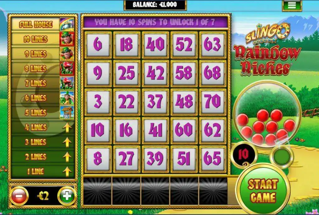 Como jogar Slingo Rainbow Riches captura de tela