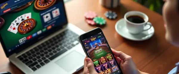 Instant-play casino loading on a laptop